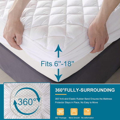 Cal King Size Quilted Fitted Mattress Pad, 100% Waterproof Breathable Mattress Protector,Ultra Soft & Noiseless Mattress Cover with Comfortable Filling Deep Pocket Stretches up to 21"