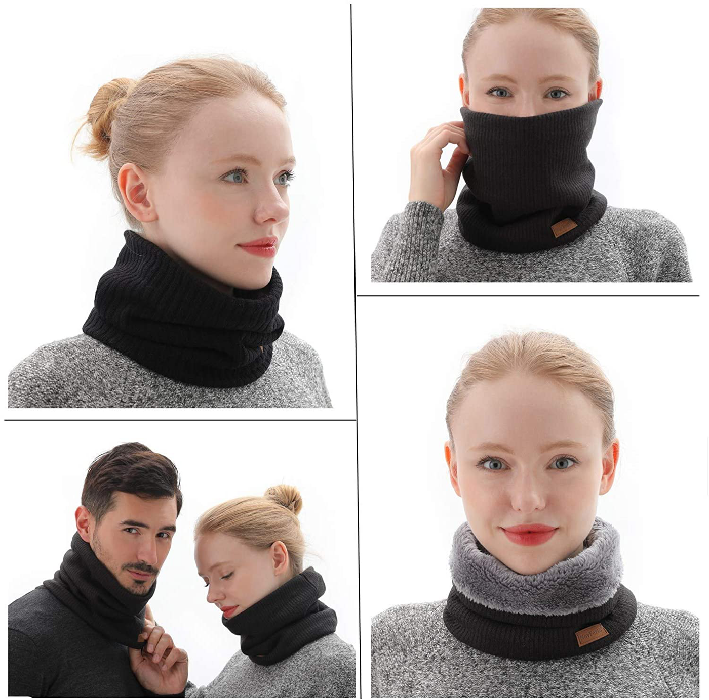 NovForth Winter Neck Warmer Men Ski, Neck Gaiter Face Scarf Women, Fleece Scarf for Men Gaiter Mask, Thick Windproof Scarves