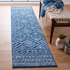 Safavieh Tulum Collection TUL267N Moroccan Boho Distressed Non-Shedding Stain Resistant Living Room Bedroom Runner, 2' x 7' , Navy / Ivory