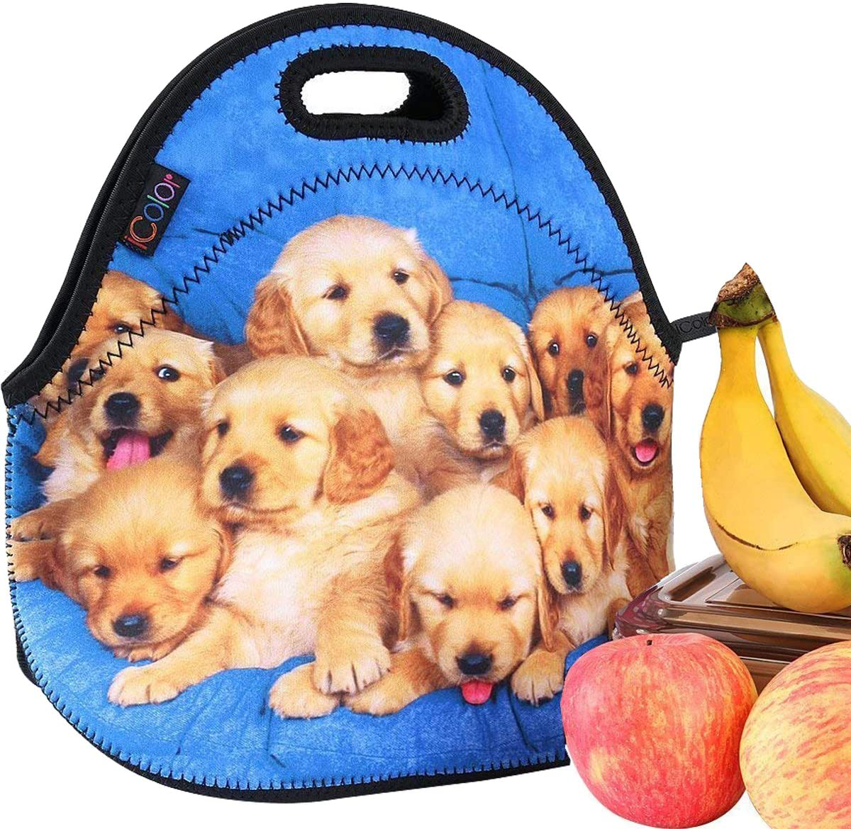 iColor Lovely Small Dogs Neoprene Insulated Waterproof Cooler Box Container Soft Case baby lunchbox Handbag Work Travel Outdoor Thermal Lunch Tote Bag School/Office Storage Pouch Food Carrying YLB-56
