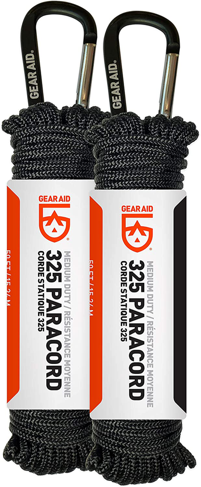 GEAR AID 325 Paracord and Carabiner, Utility Cord for Camping and Hiking