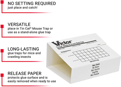 Victor M309 72 Pack Insect & Mouse Glue Board, White