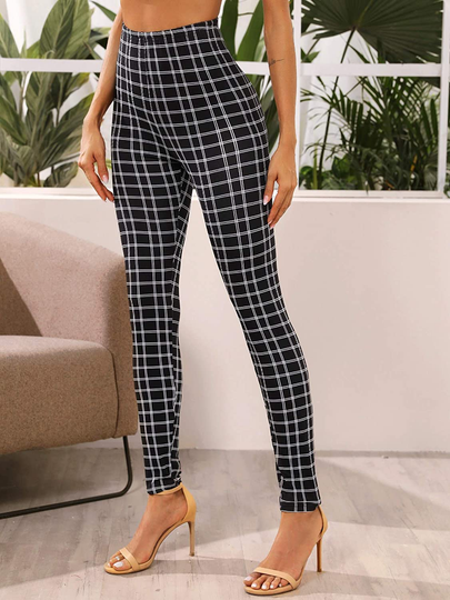 SOLY HUX Women's Pocket Side Elastic High Waist Elegant Trousers Skinny Pants