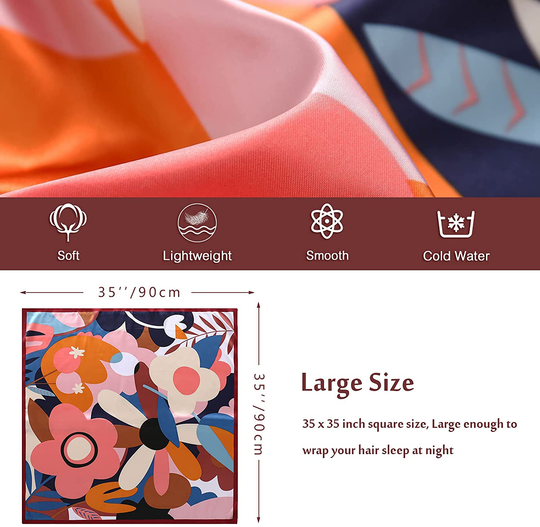 35" Square Silk Like Head Scarf - Women's Fashion Silk Feeling Scarf