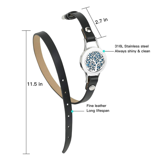 Aromatherapy Essential Oil Leather Diffuser Bracelet w/Tea Tree, Lemongrass, Orange and Peppermint -10ML/pcs, Unique Gift Ideas for Women, Girls, Friend, Mom at Anniversaries, Birthday and Christmas