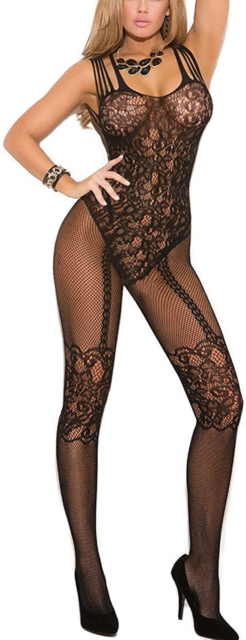 Women's Fishnet Bodystocking Crotchless Bodysuit 