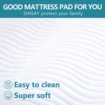 SINSAY Cal King Size Waterproof Mattress Protector, Breathable Ultra-Soft & Noiseless Protector Cover, Stretchable Deep Pocket Fits Up to 21" Mattress Pad, Easy to Clean Machine-Wash Mattress Cover