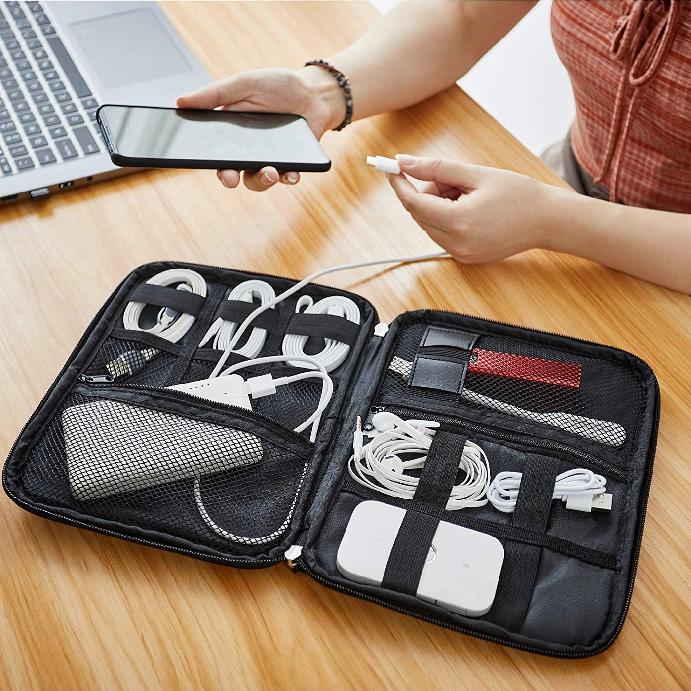 Electronic Organizers Travel Cable Storage, Electronics Accessories Cases for Cable, Charger, Phone, USB, SD Card