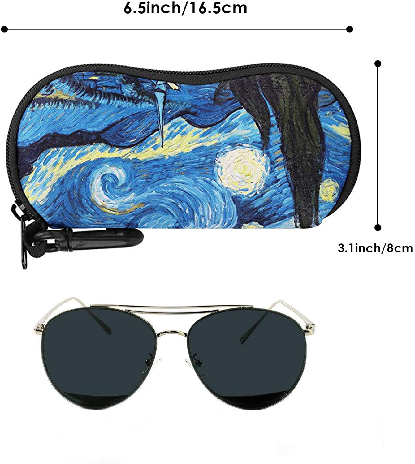 Sunglasses Soft Case Ultra Light Neoprene Zipper Eyeglass Case with Belt Clip