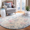 Safavieh Madison Collection MAD611N Boho Chic Floral Medallion Trellis Distressed Non-Shedding Dining Room Entryway Foyer Living Room Bedroom Area Rug, 5'3" x 5'3" Round, Navy / Teal