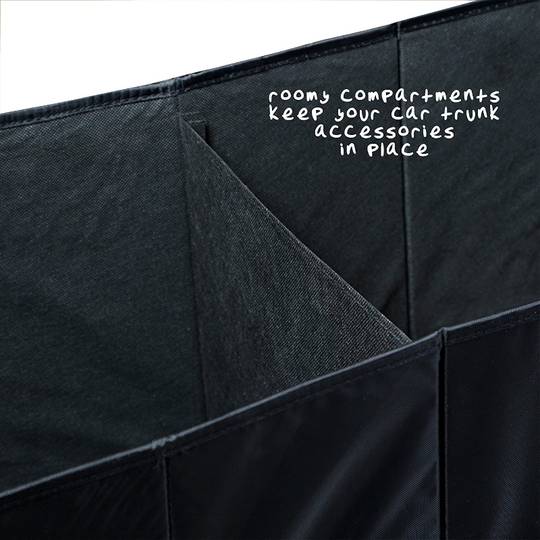 Foldable Vehicle Trunk Organizer With 3 Mesh Side Pockets