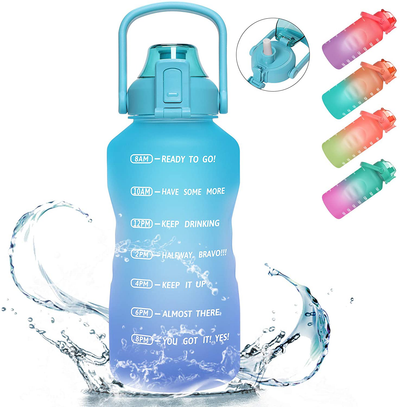 PASER 64oz/128oz Motivational Water Bottle with Time Marker & Straw, Leakproof Tritan BPA Free Water Jug Ensure You Drink Enough Water Daily for Fitness, Gym and Outdoor Sports