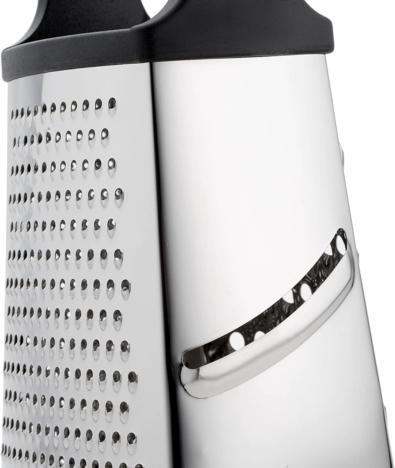 Professional Box Grater, Stainless Steel with 4 Sides, Best for Parmesan Cheese, Vegetables, Ginger, XL Size, Black