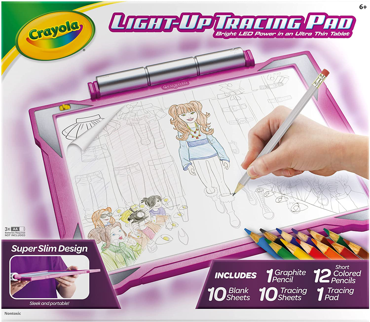 Crayola Light Up Tracing Pad Pink, Gifts for Girls & Boys, Age 6, 7, 8, 9