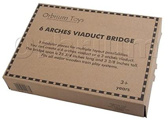 Orbrium Toys 6 Arches Viaduct Bridge for Wooden Railway Track Fits Thomas Trains Brio set