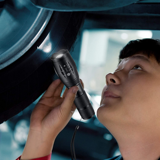 2 Pack Zoomable Tactical Flashlights with 6 Pack AAA Batteries with 5 Modes