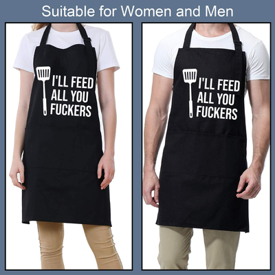 I'll Feed All You - Funny Aprons for Men, Women with 3 Pockets - Dad Gifts, Gifts for Men - Christmas, Thanksgiving, Birthday Gifts for Husband, Dad, Wife, Mom - Miracu Cooking Grilling BBQ Chef Apron