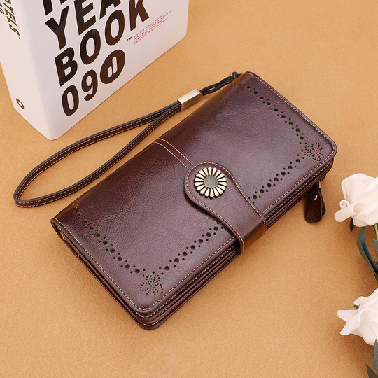 Lavemi Womens Large Capacity RFID Blocking Leather Wristlet Clutch Wallets Card Holder