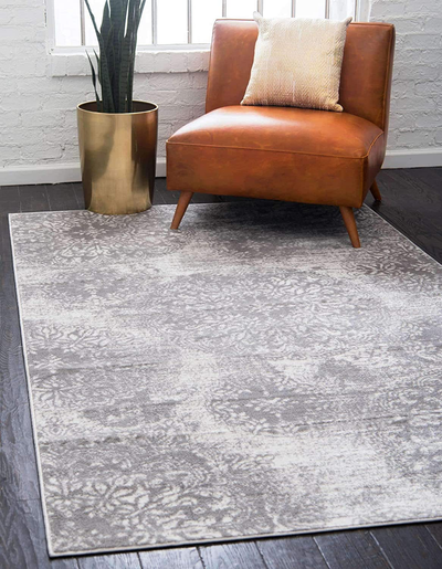 Unique Loom Sofia Collection Area Traditional Vintage Rug, French Inspired Perfect for All Home Décor, 4' 0 x 6' 0 Rectangular, Light Gray/Ivory