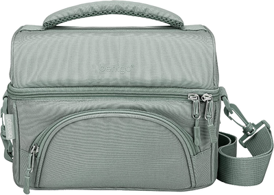 Bentgo Deluxe Lunch Bag - Durable and Insulated Lunch Tote with Zippered Outer Pocket, Internal Mesh Pocket, Padded and Adjustable Straps, & 2-Way Zippers - Fits All Bentgo Lunch Boxes (Khaki Green)