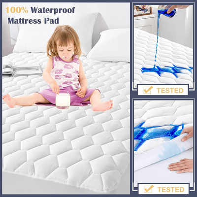 Twin XL Size Waterproof Mattress Pad,Breathable and Noiseless Quilted Mattress Protector,Fitted Up to 19" Deep Pocket Hollow Cotton Filling Mattress Cover