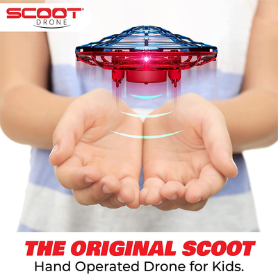 Force1 Scoot Combo Hand Operated Drone for Kids or Adults - Hands Free Motion Sensor Mini Drone, Easy Indoor Rechargeable UFO Flying Ball Drone Toy for Boys and Girls (Red/Blue)