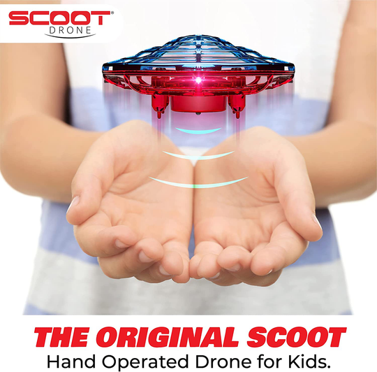 Force1 Scoot Combo Hand Operated Drone for Kids or Adults - Hands Free Motion Sensor Mini Drone, Easy Indoor Rechargeable UFO Flying Ball Drone Toy for Boys and Girls (Red/Blue)