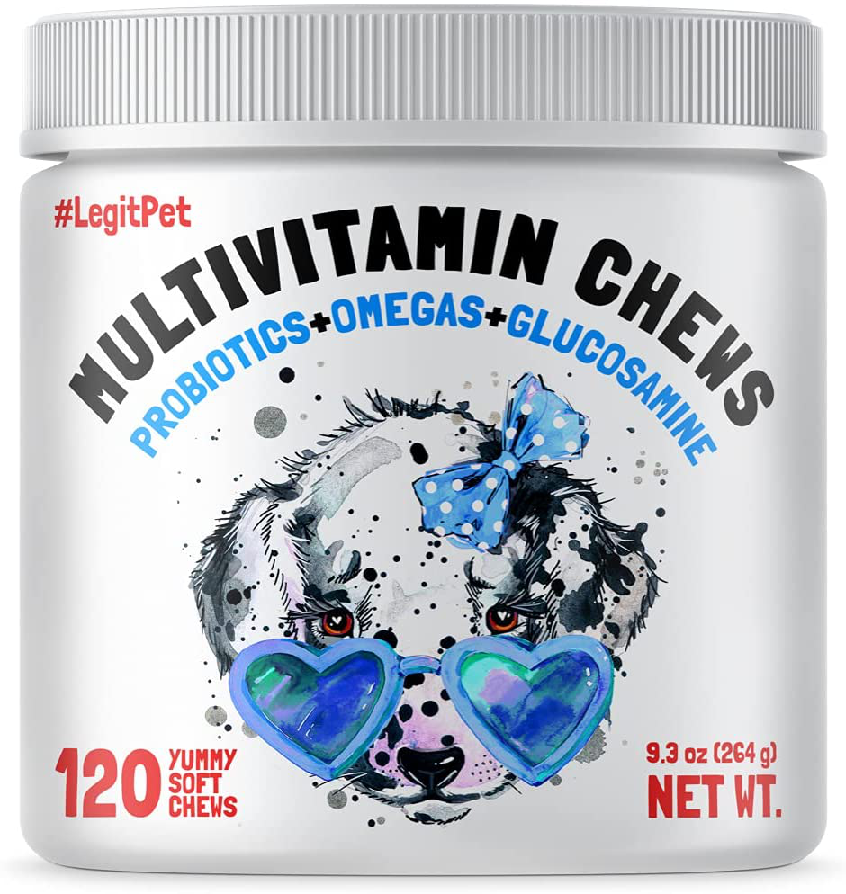 LEGITPET Dog Vitamins - Multivitamins Chews w/Glucosamine Chondroitin, Probiotics Digestive Enzymes and Omegas - Supplement for Overall Health - Joint Support, Immune Health, Skin and Heart Health