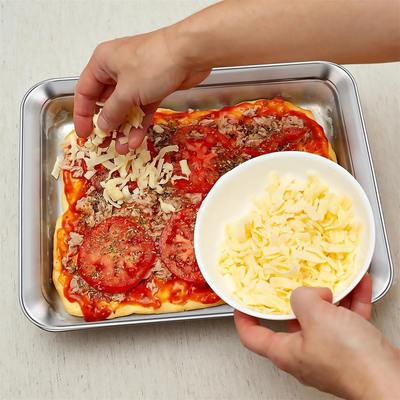 Stainless Steel Toaster Oven Tray, Heavy Duty Toaster Oven Pan, Rectangle Size 10.4 x 8 x 1 inch,Superior Mirror Finish & Easy Clean, Dishwasher Safe By KnmyLife