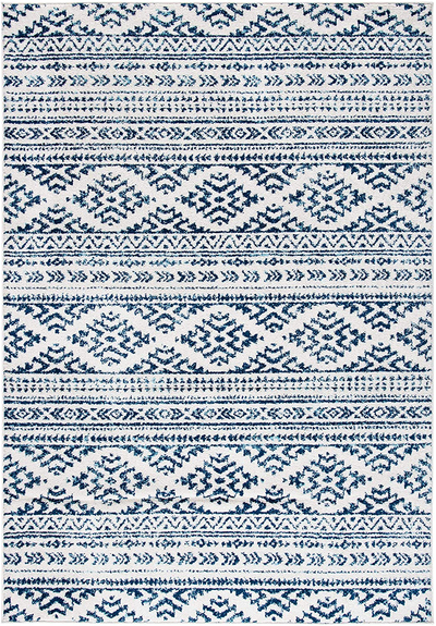 Safavieh Tulum Collection TUL272D Moroccan Boho Tribal Non-Shedding Stain Resistant Living Room Bedroom Area Rug, 3' x 5', Ivory / Navy