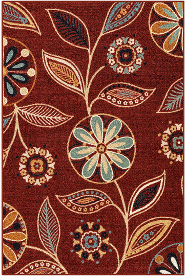 Maples Rugs Reggie Floral Area Rugs for Living Room & Bedroom [Made in USA], 3'4 x 5, Merlot