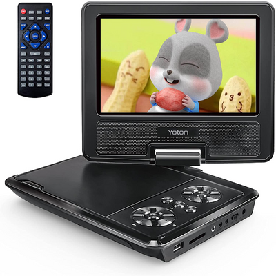 9.5" Portable DVD Player with 7.5" Swivel Screen, 4-6 Hours Built-in Battery, Support SD Card/USB/Multiple Disc Formats