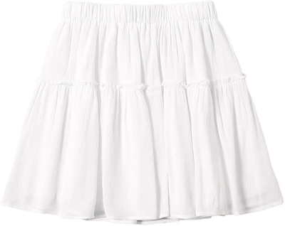 SheIn Women's Elastic Waist Frill Mini Skirt Flared A Line Solid Short Skirts