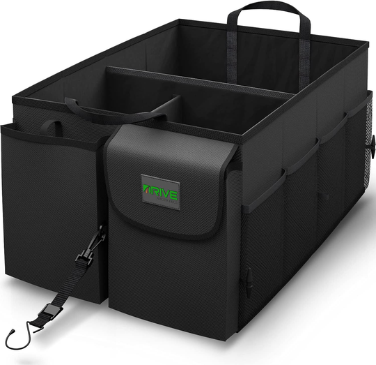 Drive Auto Trunk Organizers and Storage - Collapsible Multi-Compartment Car Organizer w/ Adjustable Straps