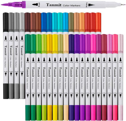 36 Piece Fine Tip Dual Brush Marker Pen Set