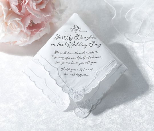 Lillian Rose Daughter Verse Wedding Gift Keepsake Hankie, 6.5", Multi-Colour