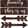 Jetec 4 Pieces This is Us Rustic Print Wooden Signs Wooden Family Signs Family Wooden Hanging Sign Decorations for Home Bedroom Living Room Kitchen Laundry, 15 x 4 x 0.2 Inch, Brown