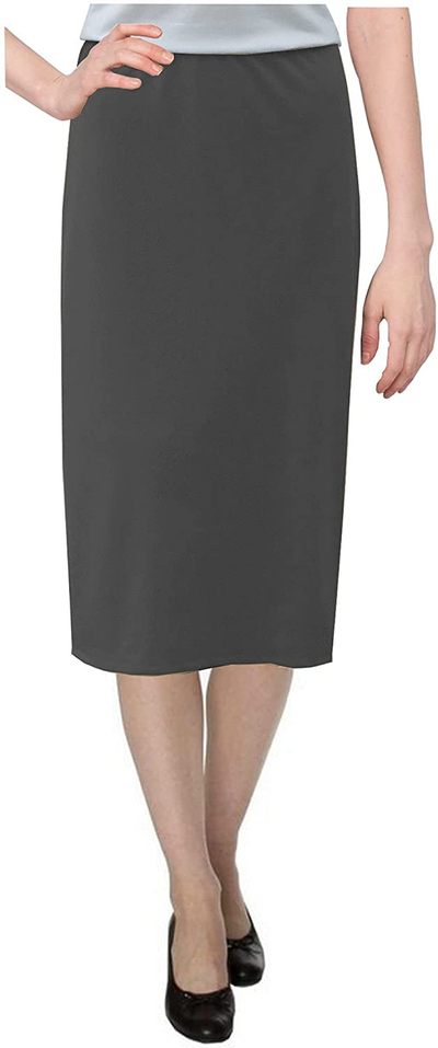 Baby'O Women's Basic Modest 26" Below The Knee Length Stretch Knit Straight Skirt