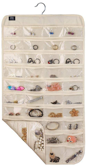 BB Brotrade Hanging Jewelry Organizer,Accessories Organizer,80 Pocket Organizer for Holding Jewelries (White)