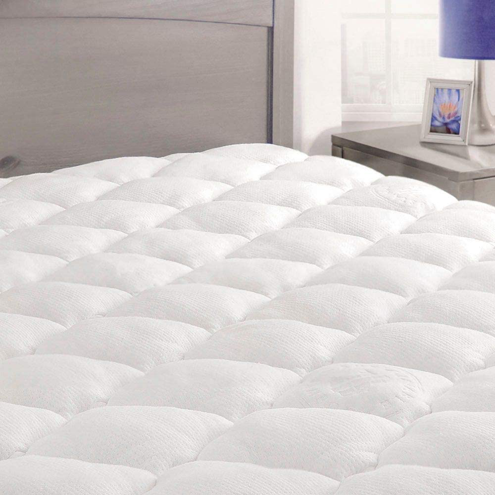 ExceptionalSheets Bamboo Mattress Pad with Fitted Skirt - Extra Plush Rayon from Bamboo Cooling Topper - Removable Pillowtop Mattress Pad - Twin Size