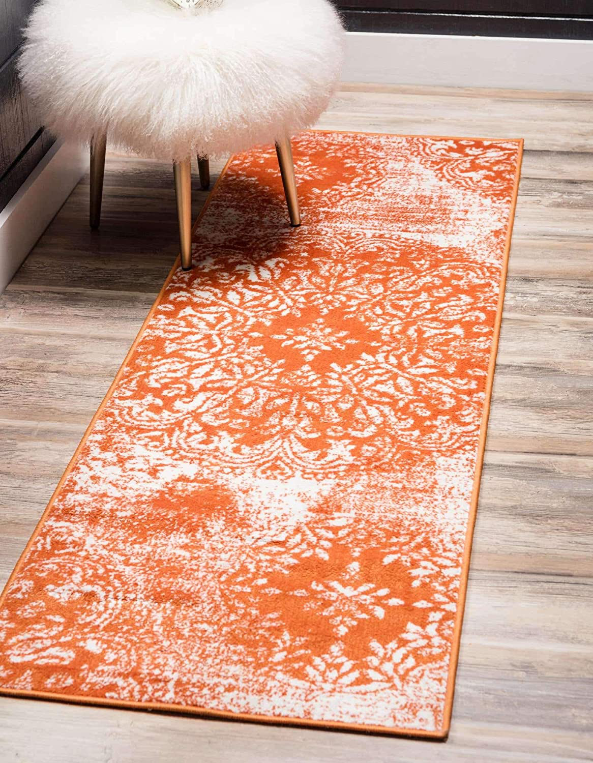 Unique Loom Sofia Collection Area Traditional Vintage Rug, French Inspired Perfect for All Home Décor, 2' 0 x 6' 7 Runner, Orange/Ivory