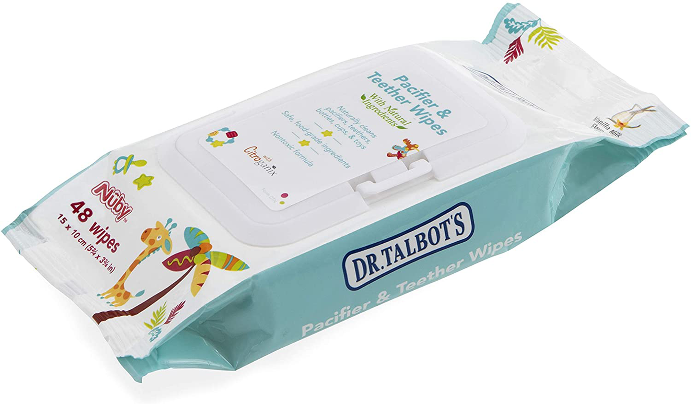 Dr. Talbot's Pacifier and Teether Wipes Naturally Inspired with Citroganix, Vanilla Milk, 1 Pack
