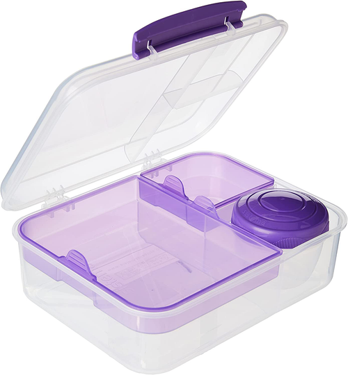 Sistema To Go Collection Bento Box Plastic Lunch and Food Storage Container, 55.7 Ounce, Multi Compartment (Color May Vary)