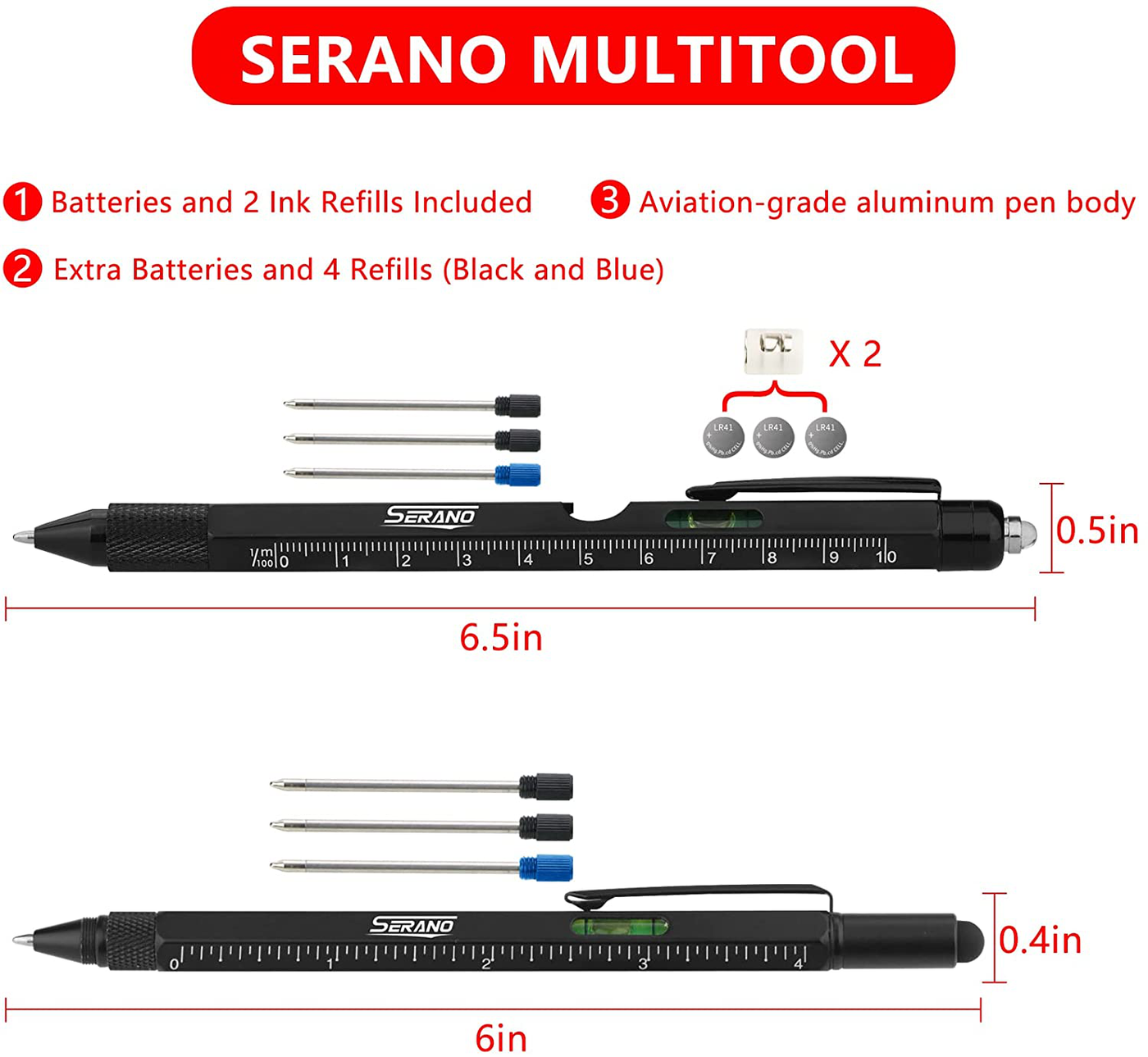 Gifts for Men, SerAno Multitool Pen Set, Gift for Christmas, Birthdays, Novelty Gifts for DIY, Handyman, Dad/Father, Boyfriend, Colleagues, Practical Office Accessories, Gadget Pen, Construction Tools