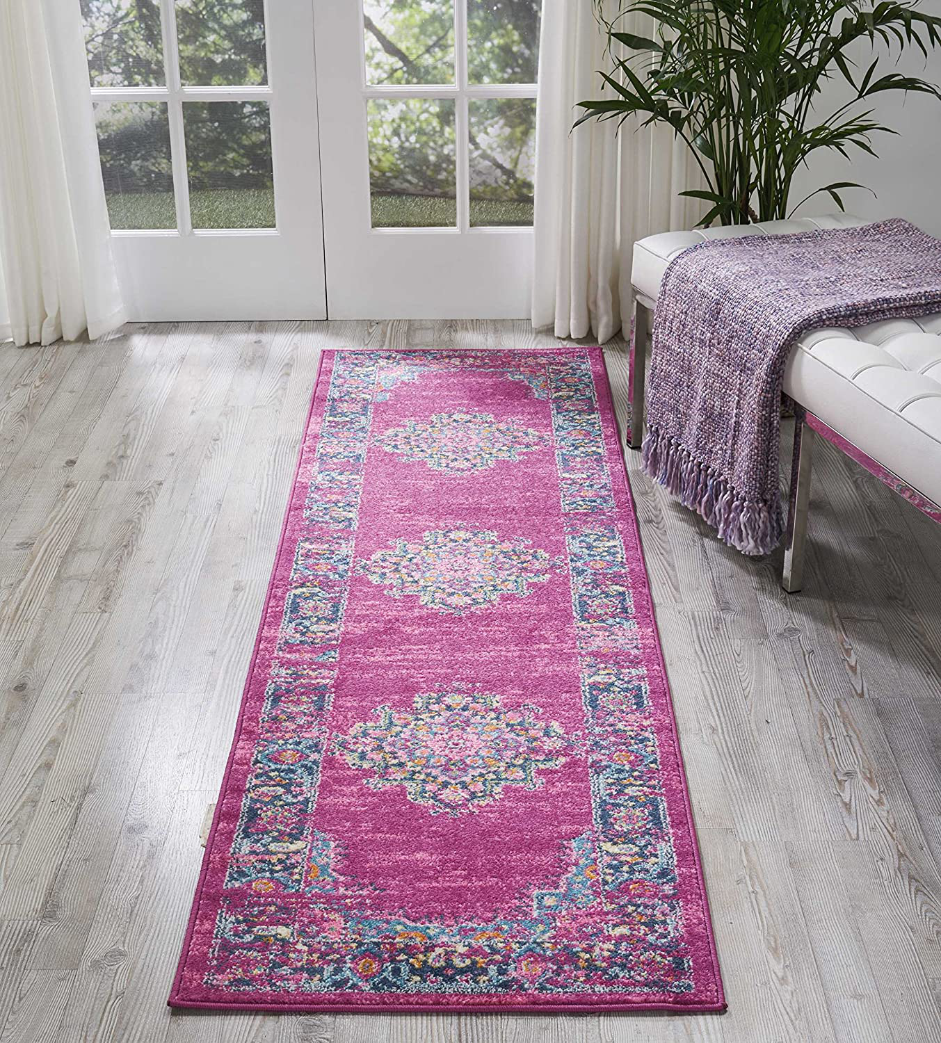 Nourison Passion Area Rug, 2'2" x 7'6", Fuchsia, 7 Feet