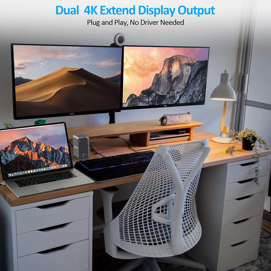 4URPC MacBook Pro Docking Station Dual Monitor HDMI 4K, 14-IN-2 USB C Triple Display Laptop Docking Station for MacBook Pro Air - 2x 4K HDMI, 6xUSB, SD TF Reader, RJ45 Ethernet, 3.5mm Audio/Mic, PD3.0