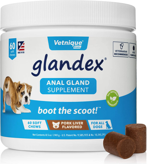 Glandex Anal Gland Soft Chew Treats with Pumpkin for Dogs 60ct Chews with Digestive Enzymes, Probiotics Fiber Supplement for Dogs – Vet Recommended - Boot The Scoot - by Vetnique Labs