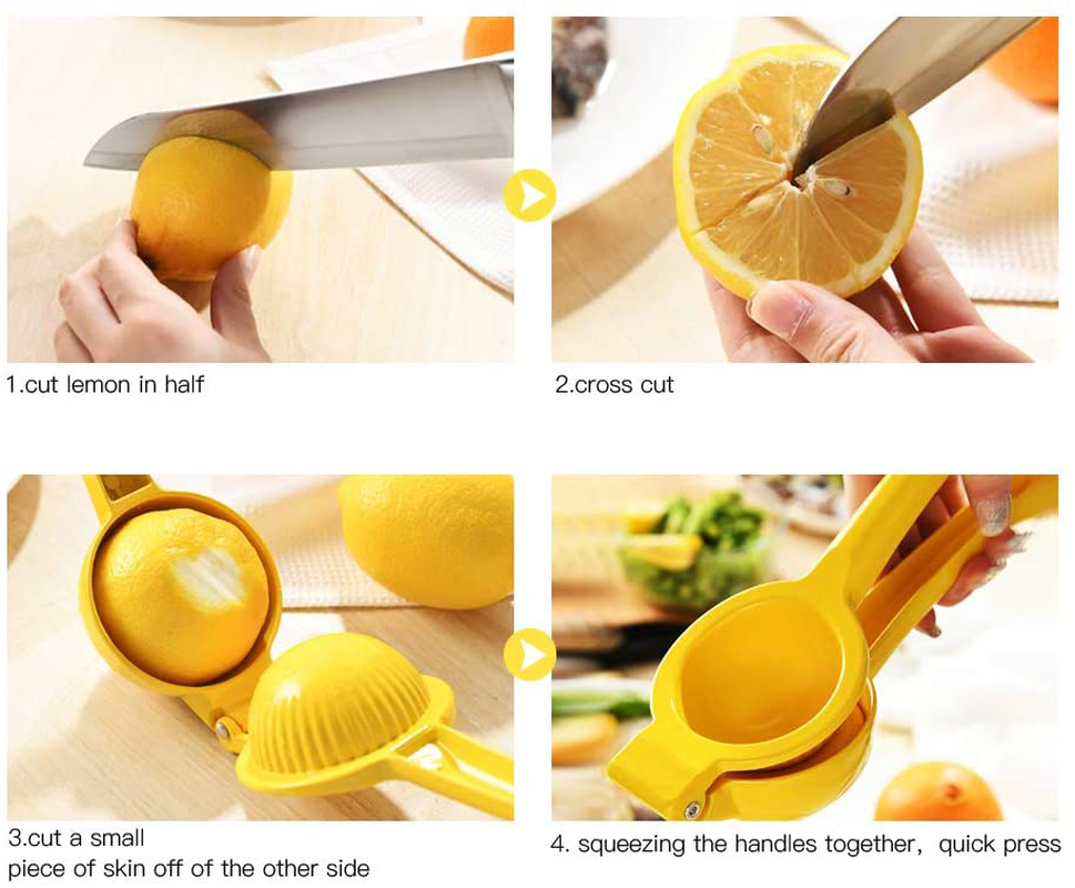 Manual Juicer Citrus Lemon Squeezer,Fruit Juicer Lime Press Metal,Professional Hand Juicer Kitchen Tool(yellow）