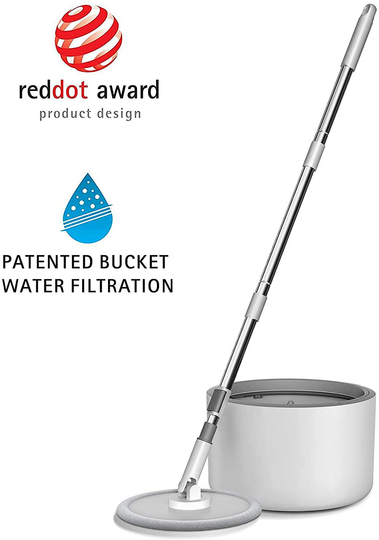 VENETIO iMOP Microfiber Spin Mop with Patented Bucket Water Filtration – Self Wringing Wet Dry All-in-One Flat Mop with Extra Refills – Safe on All Floor Types Hardwood, Marble, Tile, Vinyl, Laminate