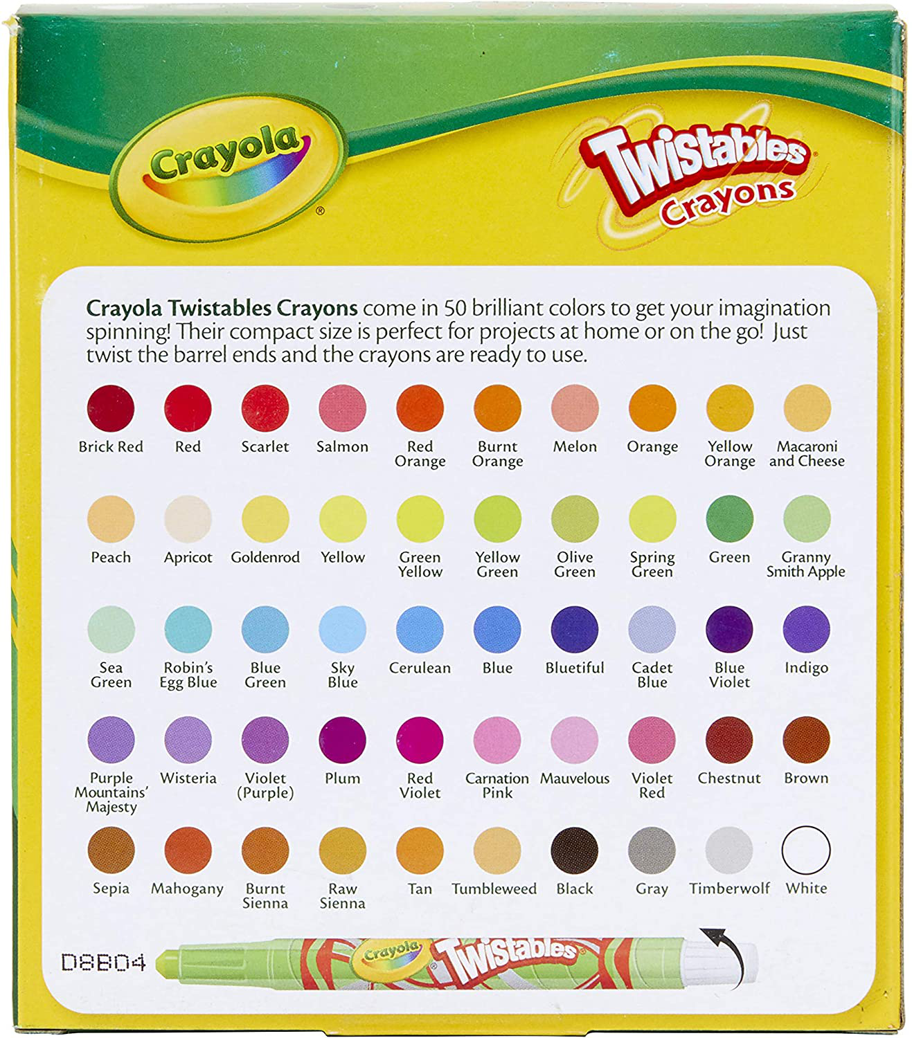 Crayola Twistables Crayons Coloring Set, Kids Craft Supplies, Gift, 50 Count